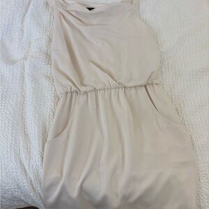 Elegant Silk Cream Sleeveless Dress
